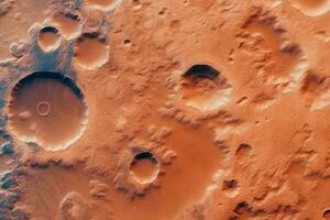 Cinematic View of Mars Terrain with Multiple Craters  Highly Detailed Generative AI photo