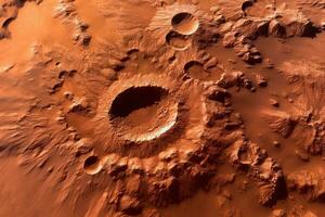 Cinematic View of Mars Terrain with Multiple Craters  Highly Detailed Generative AI photo