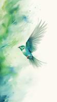 Minimalist Watercolor Birds in Flight AI Generated photo