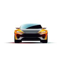 Modern Minimalistic Electric Car on White Background  Vector Design Generative AI photo