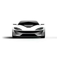 Modern Minimalistic Electric Car on White Background  Vector Design Generative AI photo