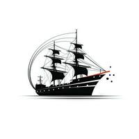 Modern Minimalistic Ship on White Background Vector Design Generative AI photo