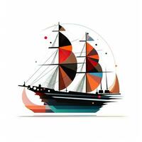 Modern Minimalistic Ship on White Background Vector Design Generative AI photo