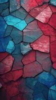 Abstract Blue and Red Wallpaper with Dark Magenta and Dark Green Cracks AI Generated photo