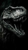 Allosaurus in Monochromatic Palette Fierce Gaze Piercing Darkness AI Generated photo