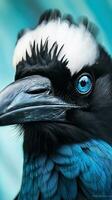 Spectacular Magpie in Extreme Closeup A Macrograph of Richly Textured Detail Generative AI photo