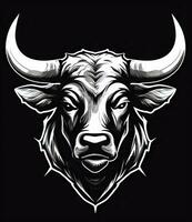 Stark Black and White Bull Logo Design Generative AI photo