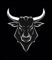 Stark Black and White Bull Logo Design Generative AI photo