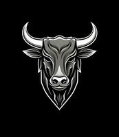 Stark Black and White Bull Logo Design Generative AI photo