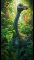 Impressionistic Spin on Diplodocus with Elongated Neck AI Generated photo