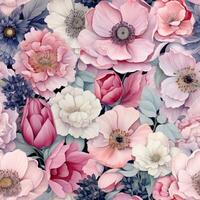 Pretty Soft Flowers in Steampunk Watercolor Style AI Generated photo
