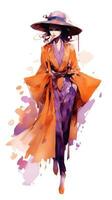 Fashion Character in Happy Orange and Exstatic Purple AI Generated photo