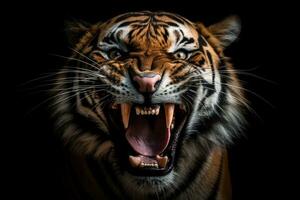 Majestic Tiger Roaring with Great Detail and Realism photo