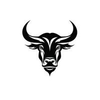 Simple Black Bull Logo on White Background AI Generated photo