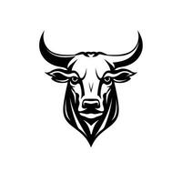 Simple Black Bull Logo on White Background AI Generated photo