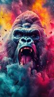 Exciting and Energetic Gorilla in Action AI Generated photo