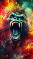 Exciting and Energetic Gorilla in Action AI Generated photo