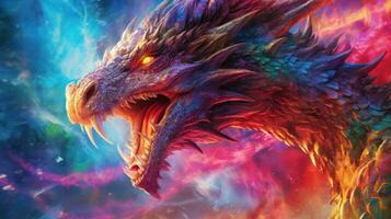 Capturing the Excitement and Energy of a Dragon in Bold and Vibrant Colors AI Generated photo