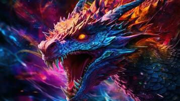 Vibrant Dragon in Action AI Generated photo