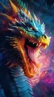 Vibrant Dragon in Action AI Generated photo