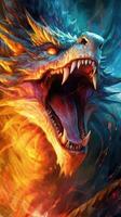 Vibrant Dragon in Action AI Generated photo