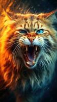Vibrant Siberian Cat in Action AI Generated photo