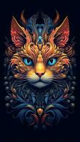 Feline Collage on Dark Background Generative AI photo