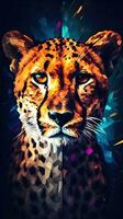 Abstract Cheetah on Dark Background Generative AI photo
