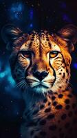 Abstract Cheetah on Dark Background Generative AI photo
