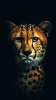 Cheetah in Bokeh Style on Dark Background Generative AI photo