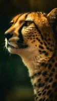 Cheetah in Bokeh Style on Dark Background Generative AI photo