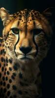 feroz leopardo en oscuro grunge antecedentes generativo ai foto