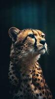 Fierce Cheetah in Grungeon Style on Dark Background Generative AI photo