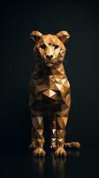 origami leopardo en oscuro antecedentes ai generado foto