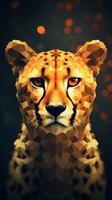 Low Poly Cheetah on Dark Background Generative AI photo