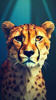 Low Poly Cheetah on Dark Background Generative AI photo