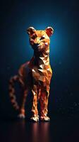 origami leopardo en oscuro antecedentes generativo ai foto