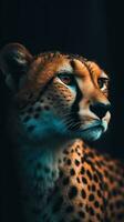 Minimalist Cheetah on Dark Background Generative AI photo