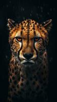 Cheetah in the Dark Realistic Style AI Generated photo