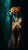 Silhouette of a Cheetah on Dark Background Generative AI photo