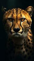 Vintage Style Cheetah on Dark Background Generative AI photo
