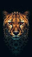 Typography Cheetah on Dark Background Generative AI photo