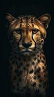 Vintage Style Cheetah on Dark Background AI Generated photo