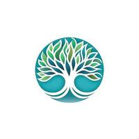 Circular Tree of Life Logo on White Background AI Generated photo