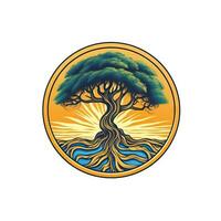 Circular Tree of Life Logo AI Generated photo