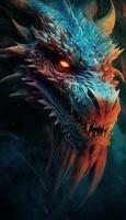 CloseUp Head of Mystical Dragon Making Ready for Fire Breath  Epic MedievalInspired Poster AI Generated photo