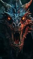 CloseUp Head of a Mystical Epic MedievalInspired Dragon Poster AI Generated photo