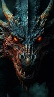 CloseUp Head of a Mystical Epic MedievalInspired Dragon Poster AI Generated photo