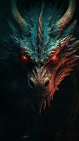 CloseUp Head of a Mystical Epic MedievalInspired Dragon Poster AI Generated photo