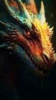 CloseUp Head of Mystical Epic MedievalInspired Poster with Vibrant Colors AI Generated photo